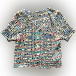 Multicolor Knit Button-Up Cardigan